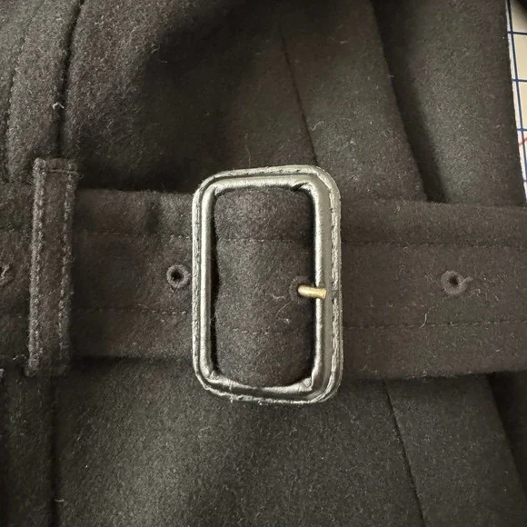 J. Crew Wool Cashmere Nello Gori Black Women 12 Long Belted Coat Double Breasted - Picture 7 of 10